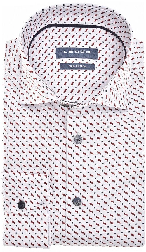 Ledub Chemise Impression Blanche Bordeaux Product