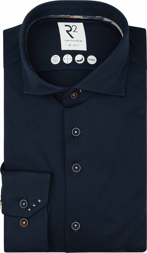 R2 Chemise Maille Dobby Marine