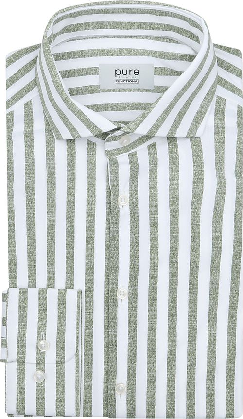 Pure Skjorte Linen Optics Stripe Grønn