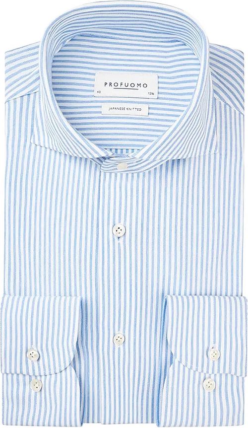 Profuomo Overhemd Japanese Knitted Blauw Strepen Product