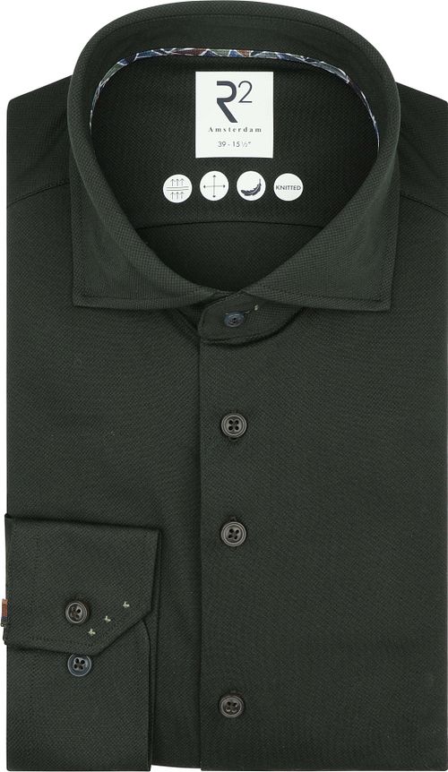 R2 Chemise Dobby Travel Vert foncé