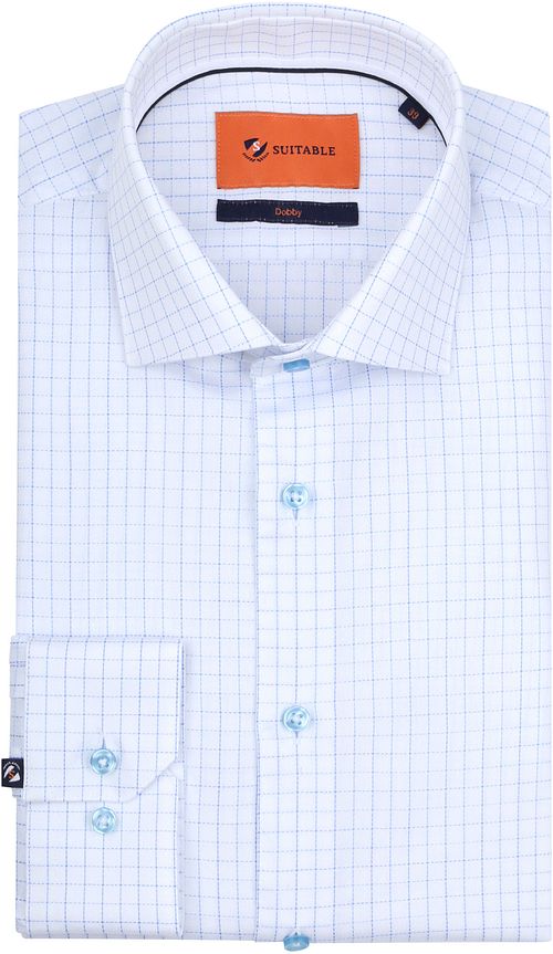 Camisa Suitable Dobby de cuadros azul claro Product