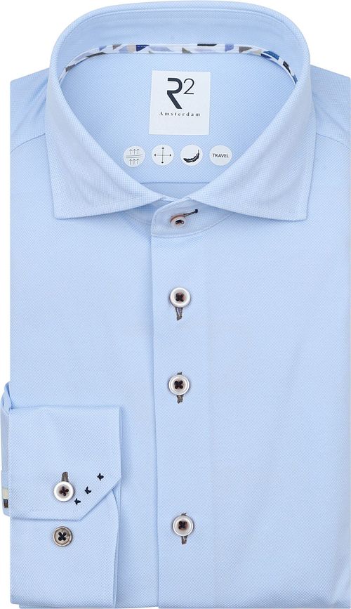 R2 Hemd Technical Knitted Dobby Hellblau Product