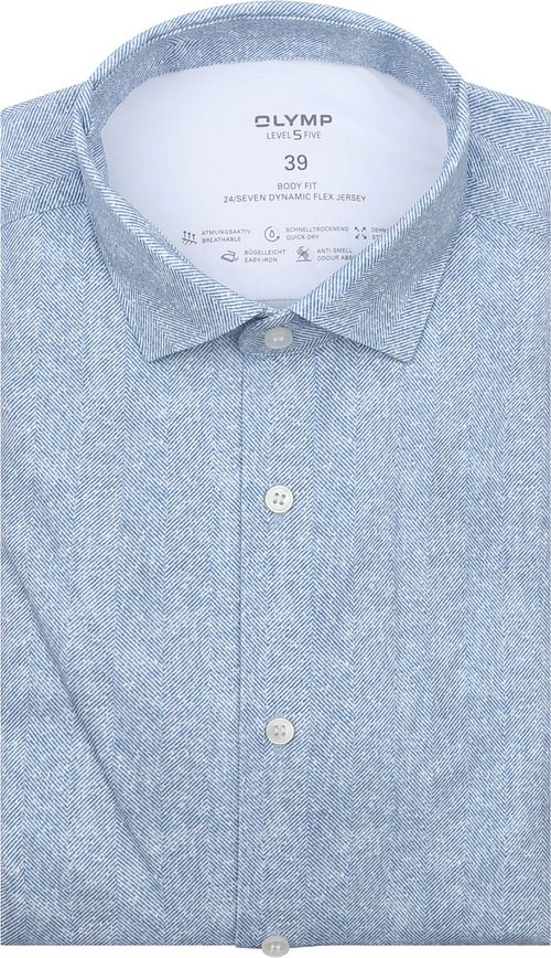 OLYMP Shirt Level 5 24/Seven Herringbone Blue Product