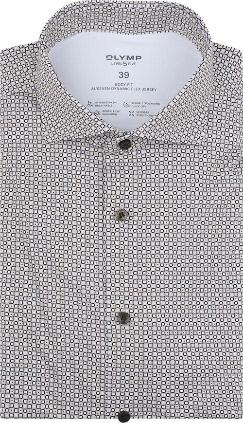 Camicia OLYMP Level 5 con stampa beige Product