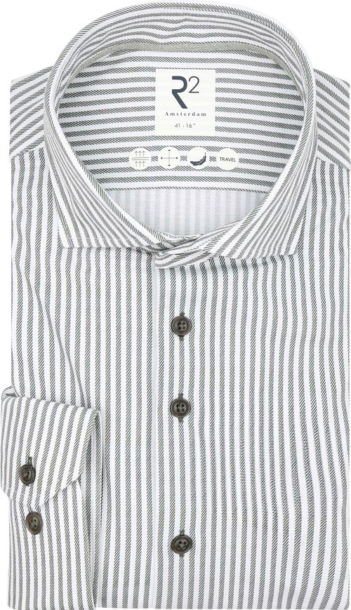R2 Shirt Knitted Sorona Green stripe