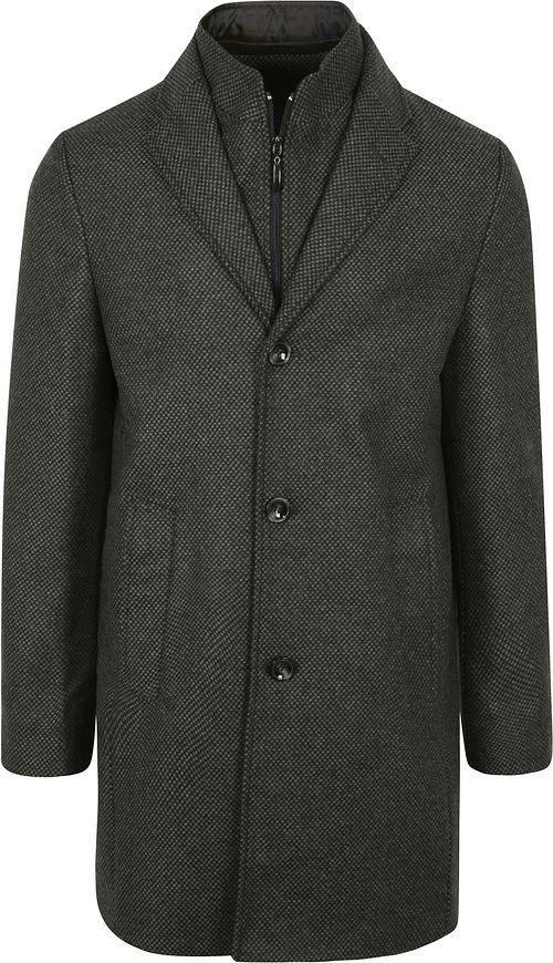 Suitable Manteau K150 Mix Laine à Carreaux Vert foncé Product