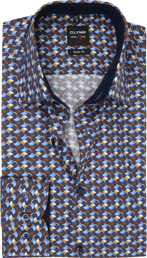 OLYMP Lvl 5 Overhemd Dessin Blauw Product