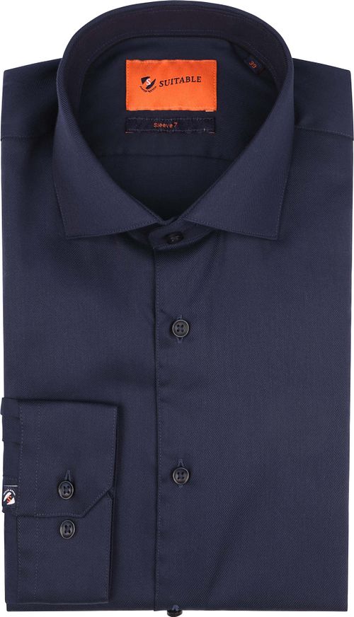 Suitable Overhemd Extra Lange Mouwen Twill Navy Product