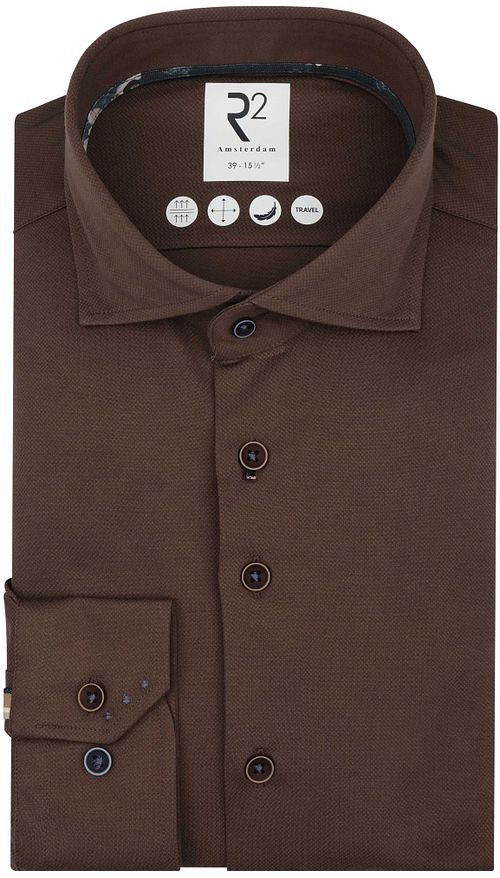 R2 Shirt Knitted Dobby Brown