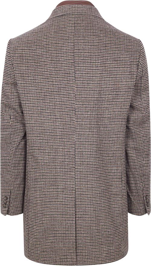 Suitable Manteau Mix Laine Pepita Beige Camel