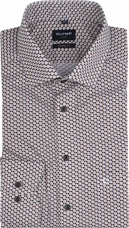 Olymp Luxor Overhemd Print Bruin Product