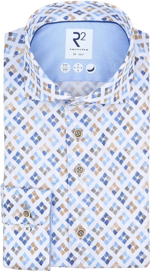 Camicia R2 con stampa blu/verde Product