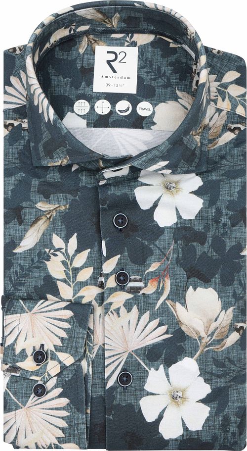 R2 Skjorte Blomsterprint Navy
