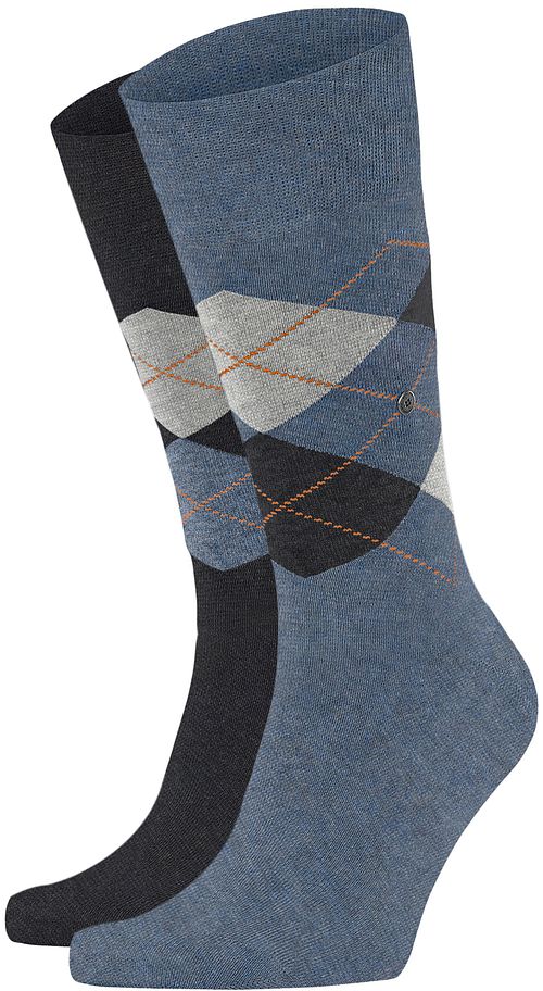Burlington Chaussettes Everyday Lot de 2 Bleu Foncé Gris 6797 Product