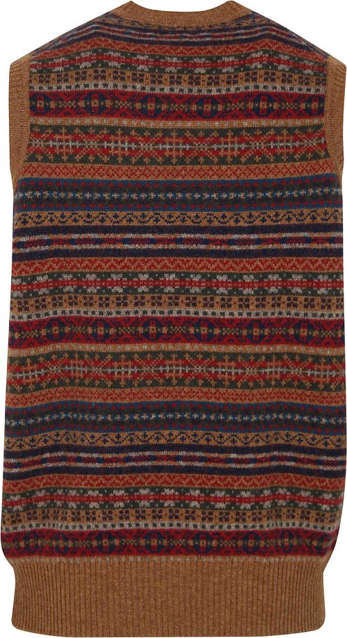 William Lockie Spencer Fairisle Laine D'Agneau Savannah Marron Product / Achterkant