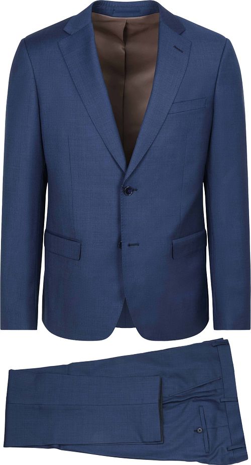 Suitable Sharkskin Kostyme Ull Royal Blå