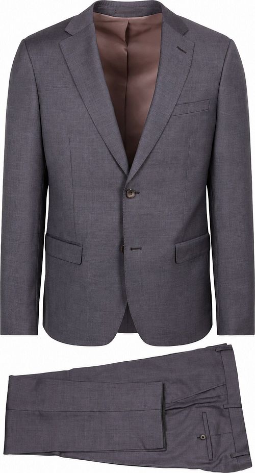 Suitable Sharkskin Suit Wool Aubergine