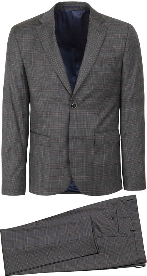 Traje Suitable Toulon de lana a cuadros en gris y marrón Product