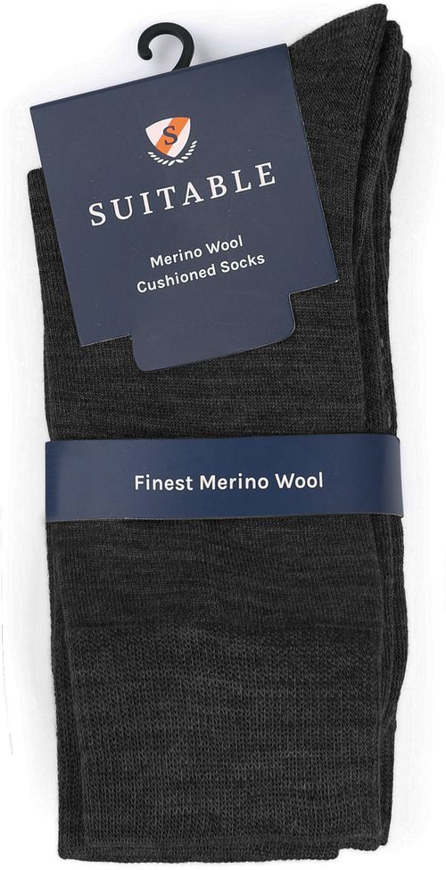 Suitable Chaussettes Mérinos Anthracite Lot de 2 Verpakking