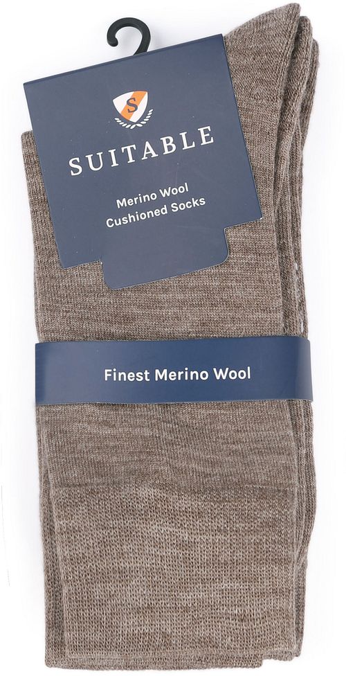 Suitable Chaussettes Mérinos Taupe Lot de 6 Verpakking