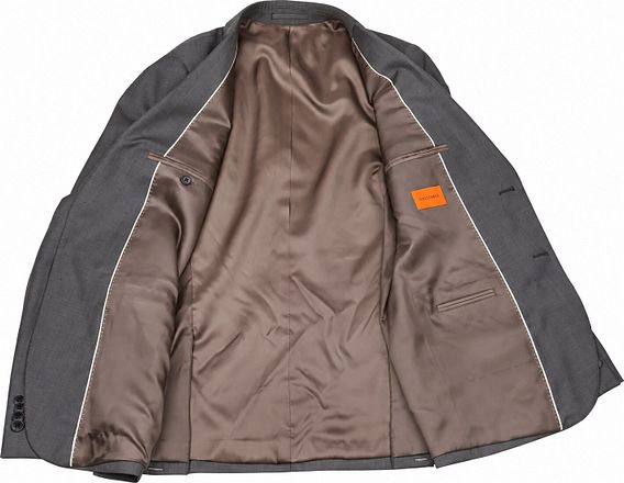 Suitable Sharkskin Kostuum Wol Taupe