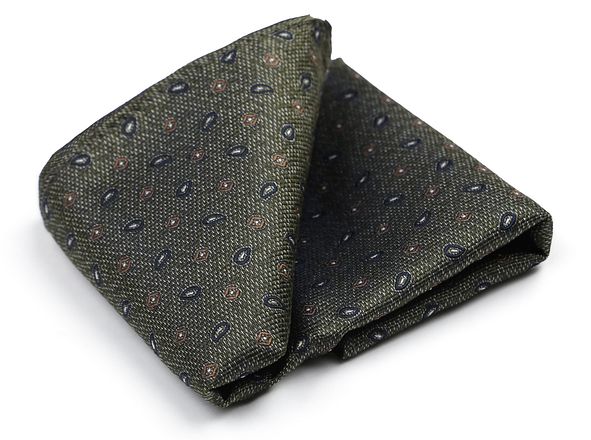 Suitable Pochette de Costume Soie Small Paisley Olive