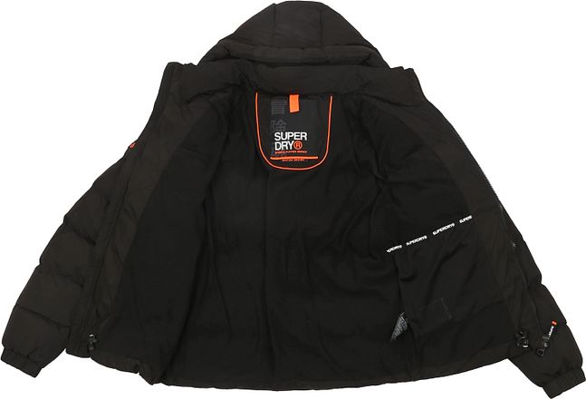 Superdry pufferjakke med hætte, sort
