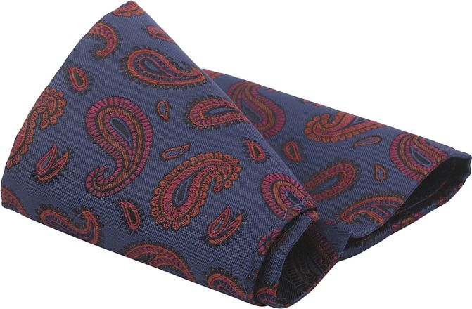Suitable Silkelommetørkle Paisley Navy
