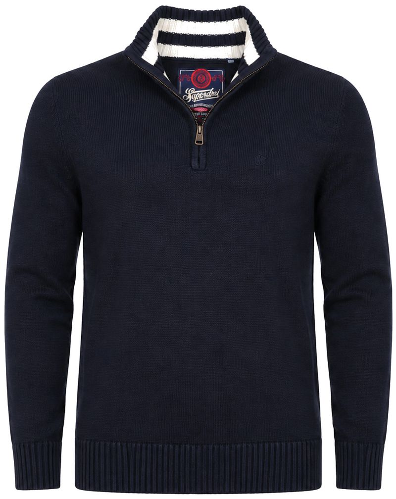Superdry Knit Half Zip Cotton Jumper Navy