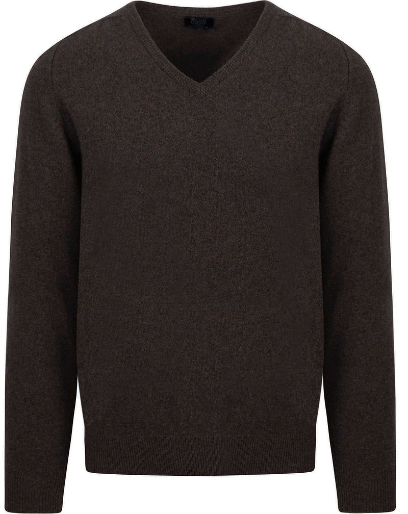 William Lockie V-Auschnitt Pullover Lammwolle Cocoa Dunkelbraun - Größe M günstig online kaufen