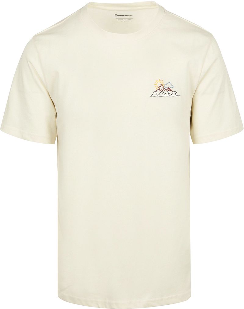 KnowledgeCotton Apparel T-shirt Weiß Brustdruck - Größe XL günstig online kaufen