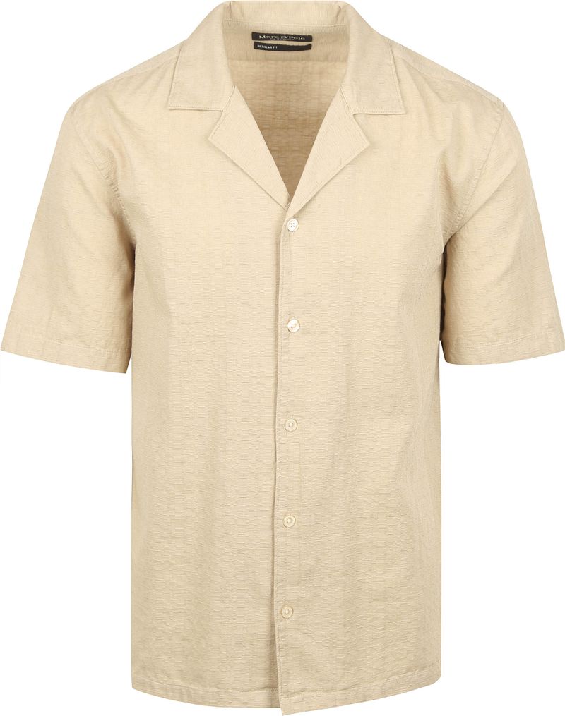 Marc O'Polo Crèpe Hemd Kurzarm Beige - Größe XXL