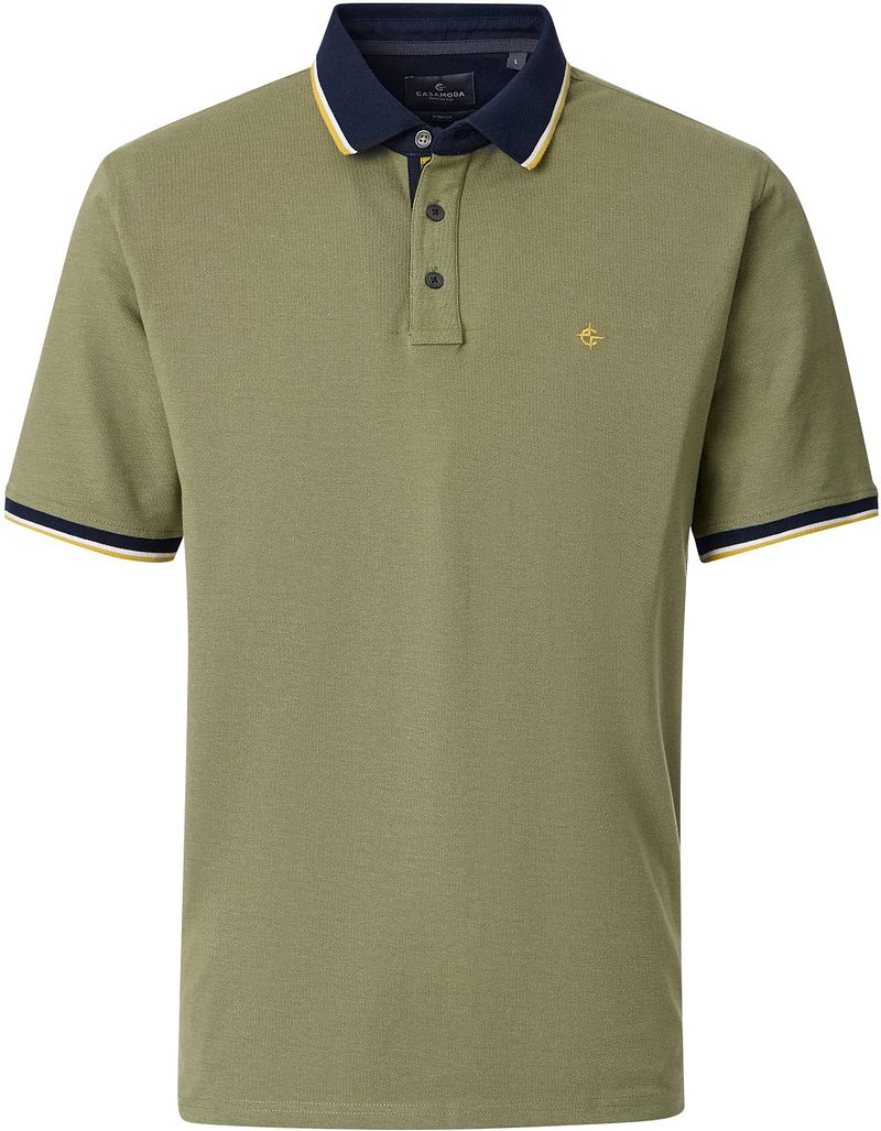 Casamoda Polo Piqu&eacute; Contrast Groen