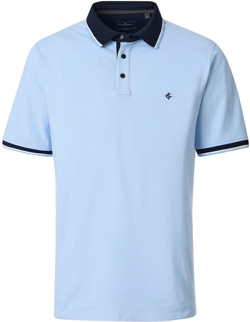 Casamoda Polo Piqu&eacute; Contrast Lichtblauw