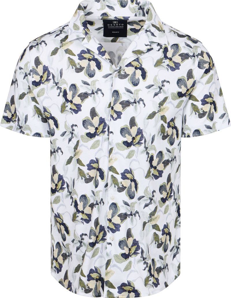 Desoto Short Sleeve Overhemd Festival Wit Groen