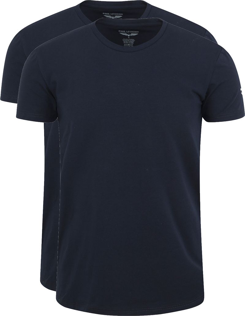 PME Legend Basic T-Shirt 2er Pack O-Ausschnitt Navy - Größe M günstig online kaufen