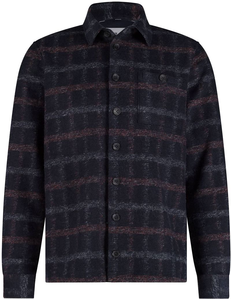 State of Art Hemdjacke Wool Blend Karo Navy - Größe 3XL