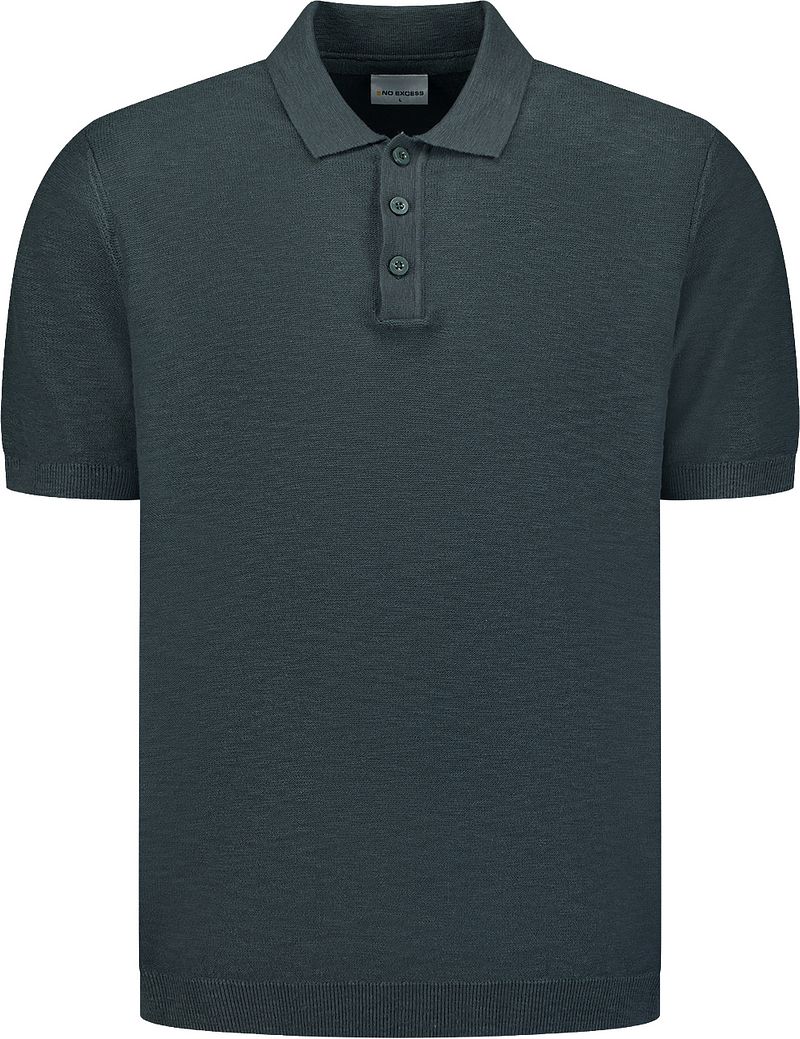 No Excess Knitted Slub Poloshirt Dark Steel - Größe XXL günstig online kaufen