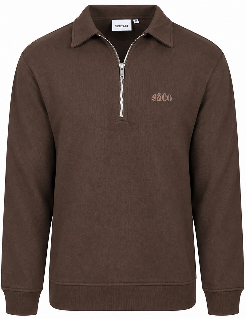 Supply & Co Sweat Polocollar Zip Aarav Bruin