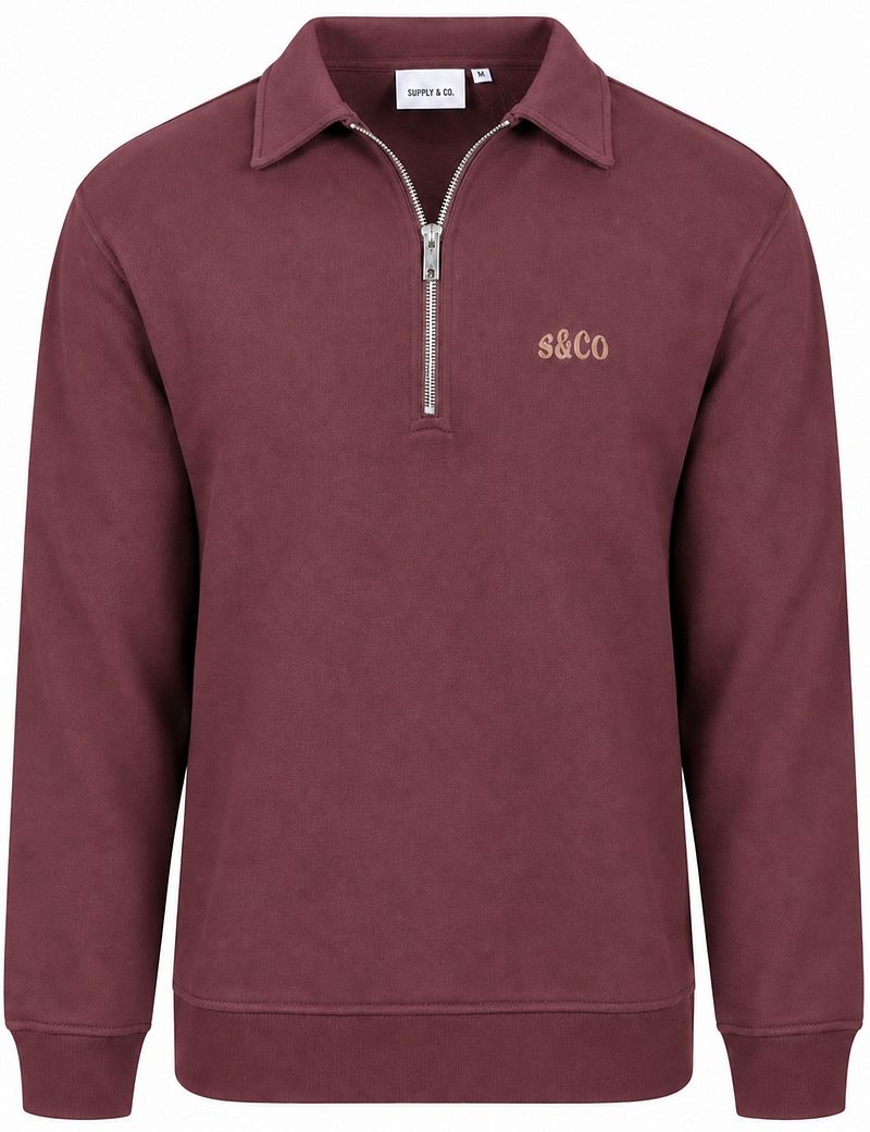 Supply & Co Sweat Polocollar Zip Aarav Bordeaux