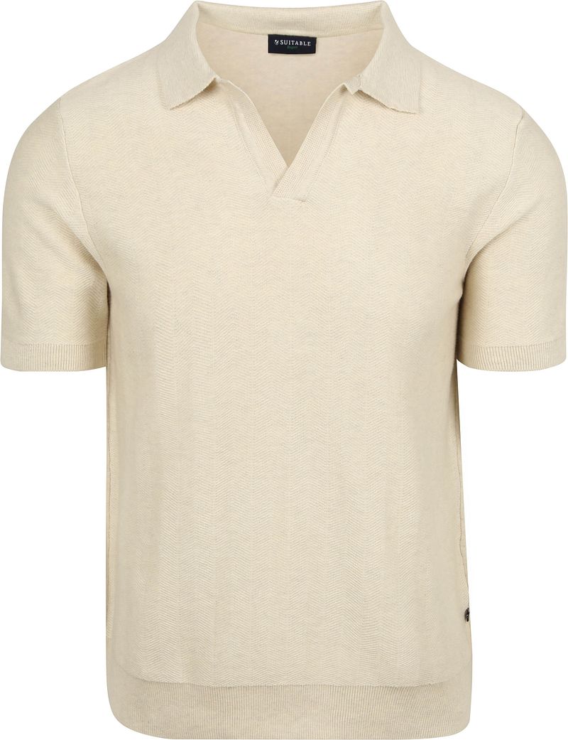 Suitable Knitted Poloshirt Riva Harring Ecru - Größe L günstig online kaufen