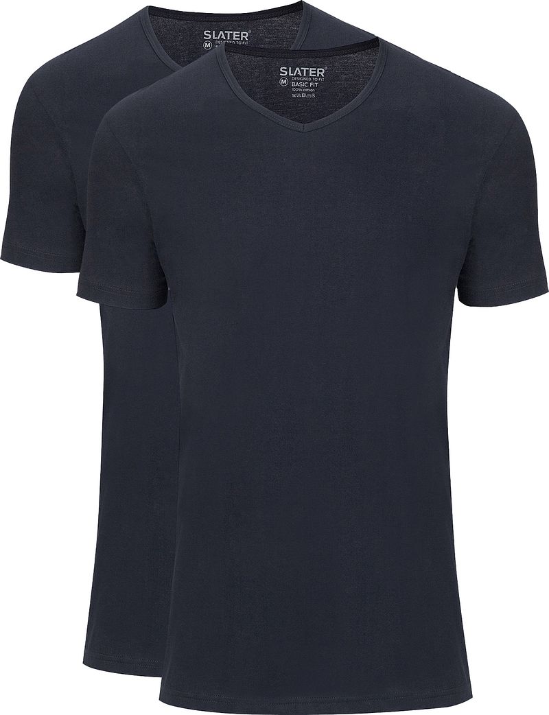 Slater 2er-pack Basic Fit T-shirt V-Ausschnitt Dunkelblau - Größe S günstig online kaufen