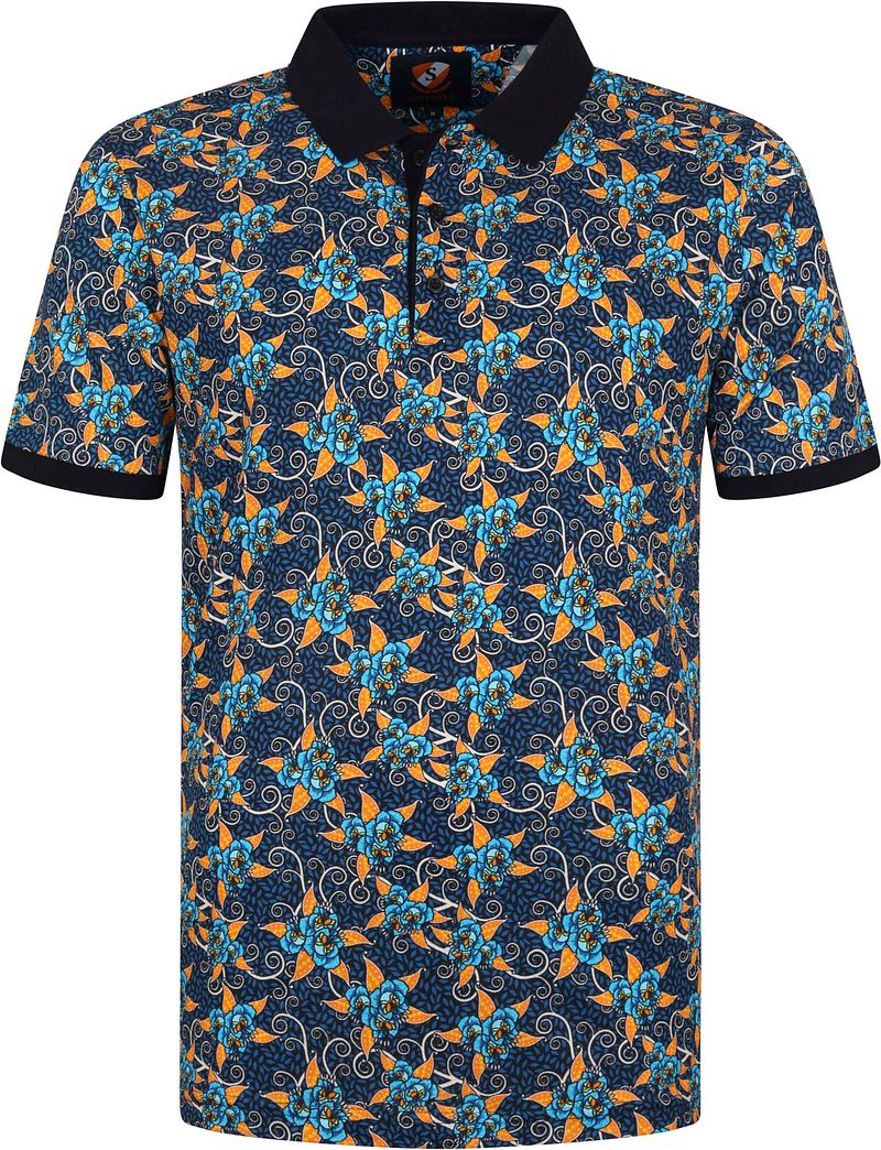 Suitable Polo Blumen Dunkelblau - Größe L