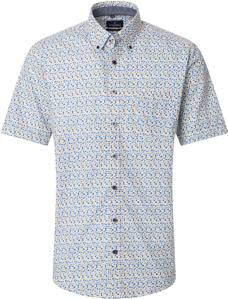 Casamoda Korte Mouwen Overhemd Dots Blauw