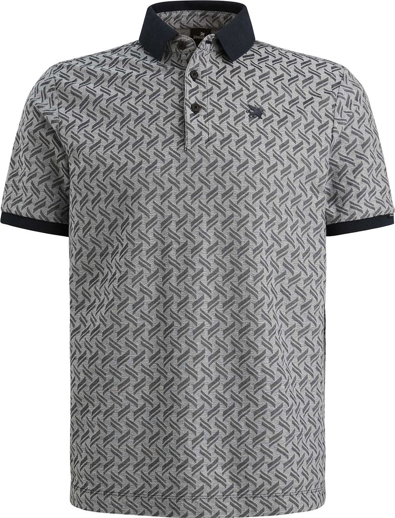 Vanguard Knitted Poloshirt Jacquard Print Navy