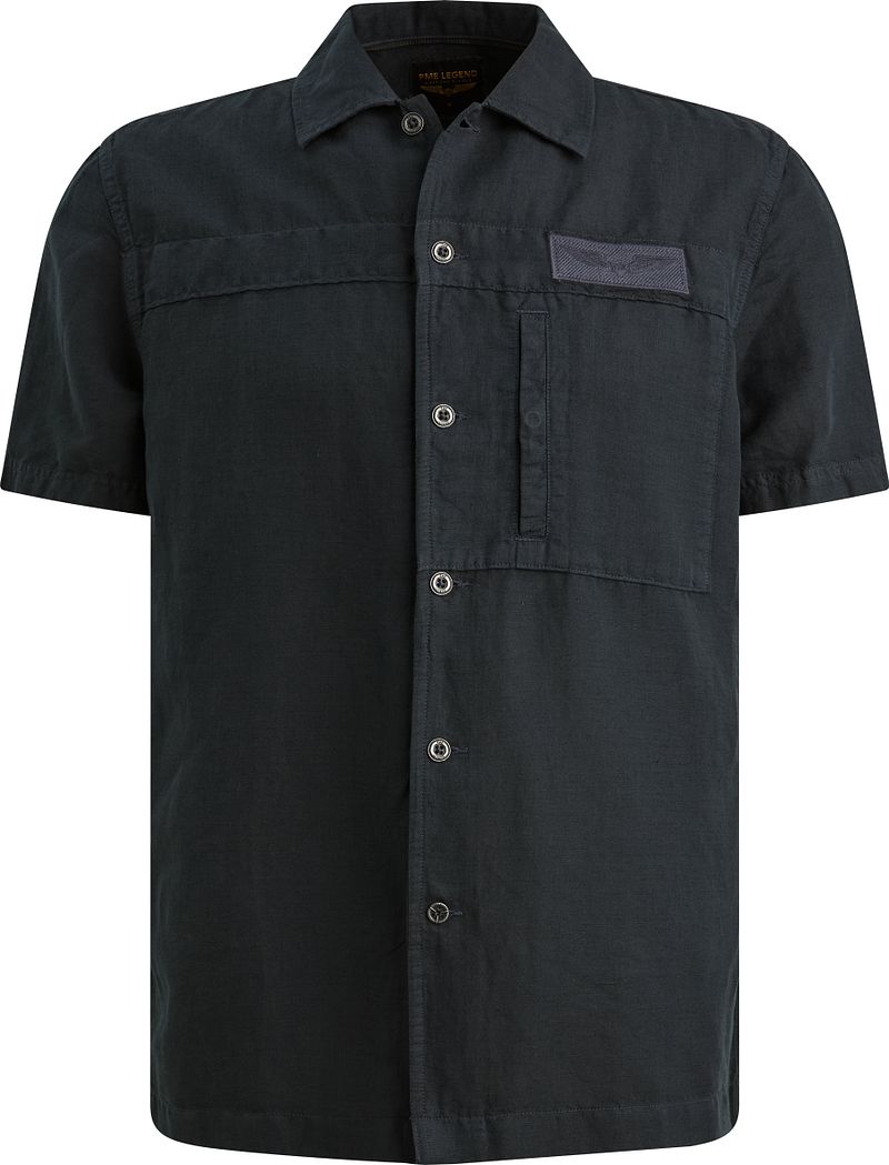 PME Legend Short Sleeve Hemd Cotton Linen Navy - Größe XL