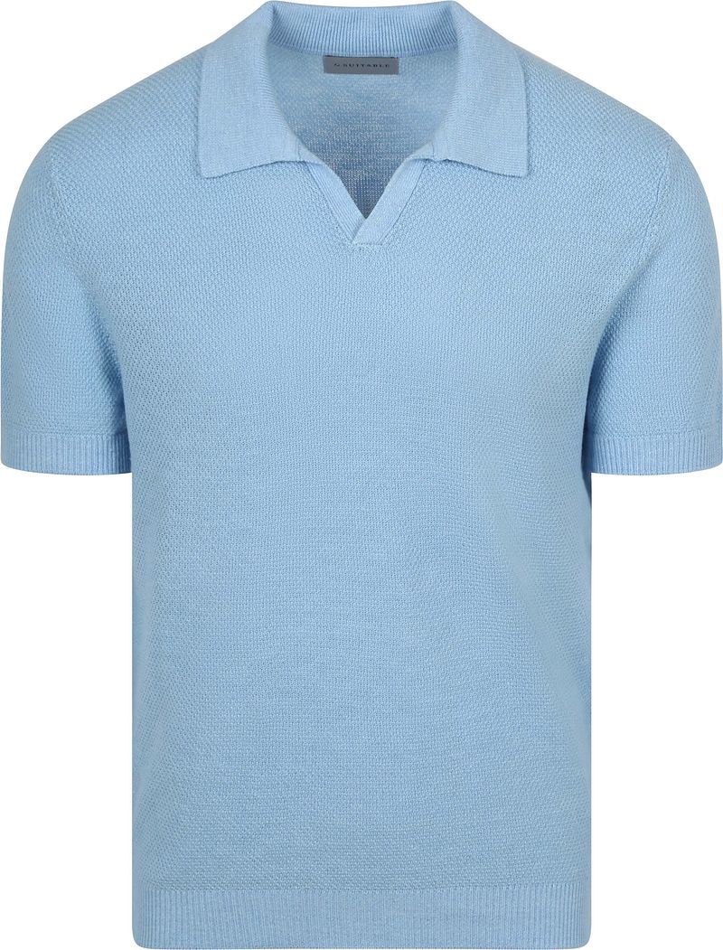 Suitable Poloshirt Riva Bean Leinen Baumwolle Hellblau - Größe L