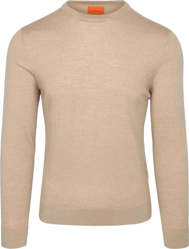 Suitable Merino Pullover Rundhals Sand - Größe XXL