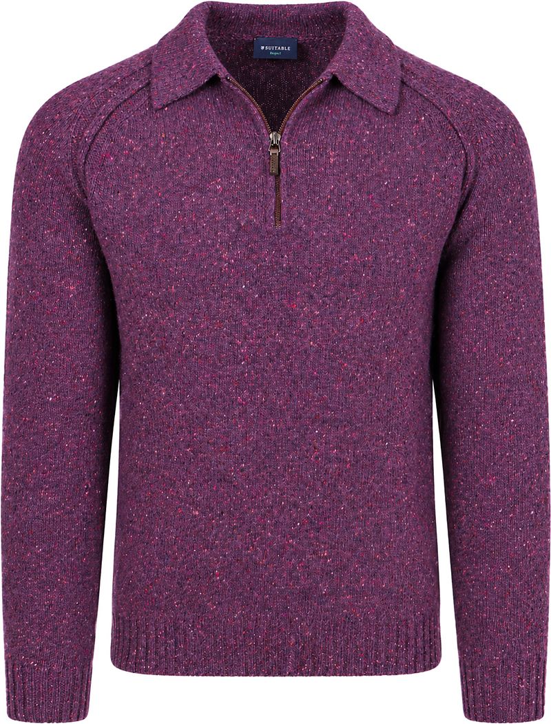 Suitable Polo Zip Pull Tweed Paars